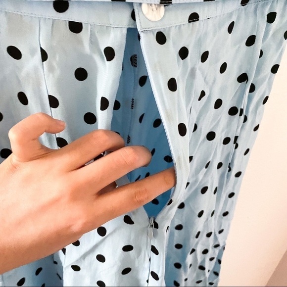 Faithfull Skirt Luda Buckle Belted Flounce Midi Vacation Sylve Dot Blue 6 M NWT - Picture 4 of 15